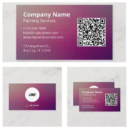 Minimalistisk Lila Målare QR-kod Visitkort