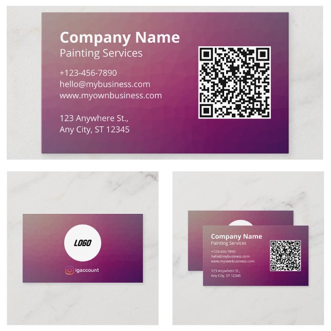 Minimalistisk Lila Målare QR-kod Visitkort (Minimalist Purple Painter QR Code Business Cards
)