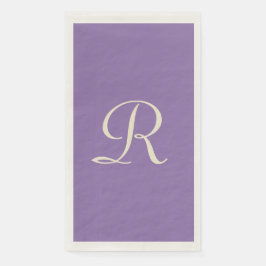 Minimalistisk lila och kream Monogrammed Pappersservett