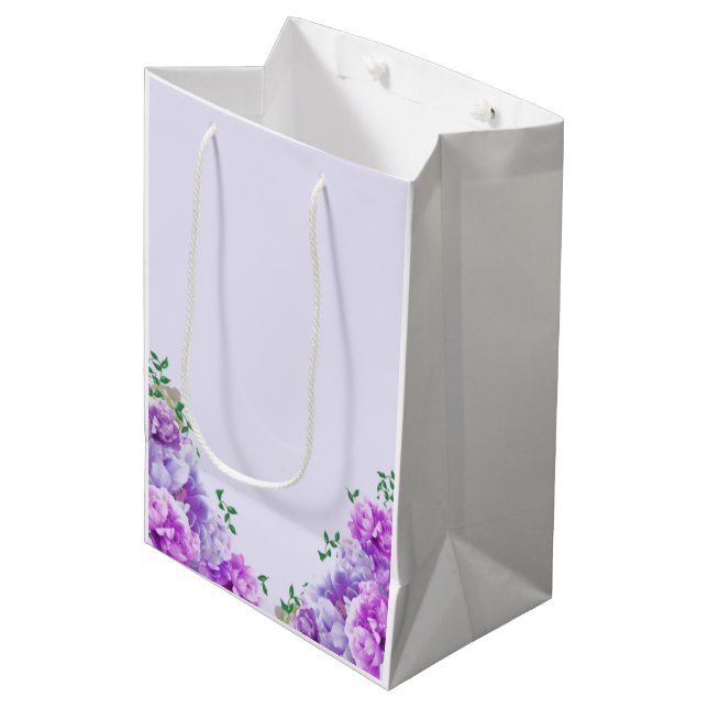 Minimalistisk Lila Peony Gift Bag (Framsidan Vinklad)