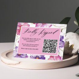 Minimalistisk Lila Rosa Blommigt Bröllop QR-kod OSA Kort
