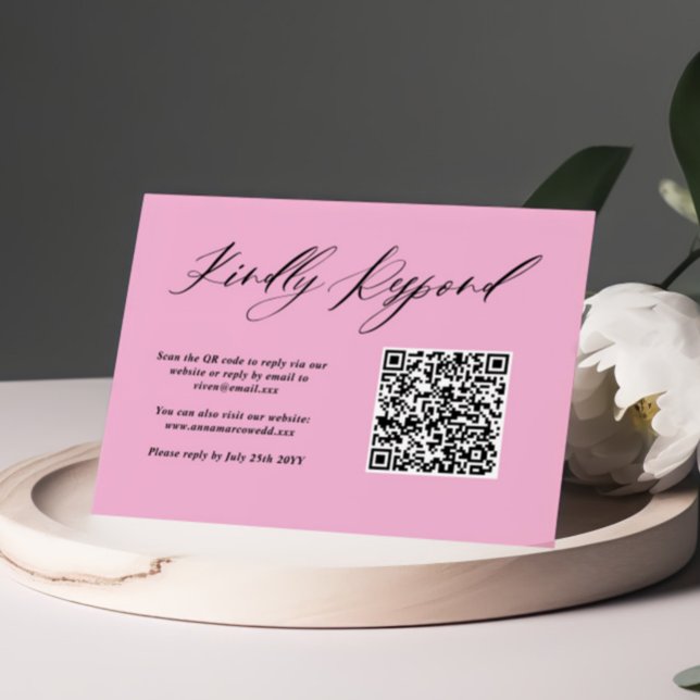 Minimalistisk Lila Rosa Bröllop QR-kod OSA Kort (Skapare uppladdad)
