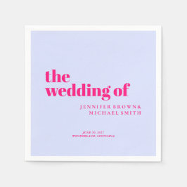 Minimalistisk lila rosa enkel svängig bröllop pappersservett