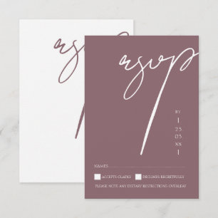 Minimalistisk lila skript typografi bröllop OSA kort