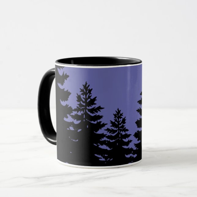Minimalistisk lila svart gräs träd-silhuett     mugg (Framsida vänster)