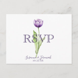 Minimalistisk lila tulpan bröllop RSVP måltid alte Inbjudan Vykort