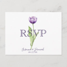 Minimalistisk lila tulpan bröllop RSVP måltid alte Inbjudan Vykort