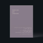 Minimalistisk Lila Typewriter Typography Bröllop Inbjudningar<br><div class="desc">Minimalistisk Mörk Dusty Lila Typewriter Typography Wedding-inbjudan med information om OSA webbplats.</div>