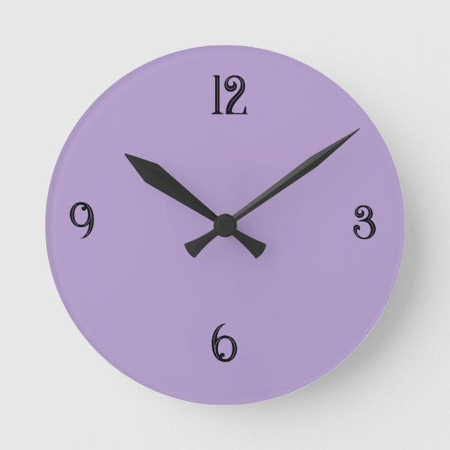 Minimalistisk lila violett rund väggklocka (Framsida)