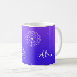 Minimalistisk Lila White Dandelion Flowers Nam Kaffemugg