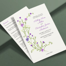 Minimalistisk Lila Wildblomall-in-One Bröllop Inbjudningar