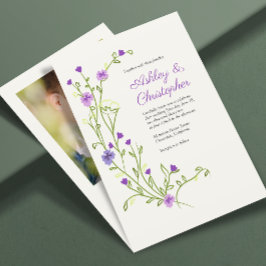 Minimalistisk Lila Wildblomfoto Bröllop Inbjudningar