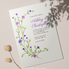 Minimalistisk Lila Wildblomma Bröllop Inbjudningar