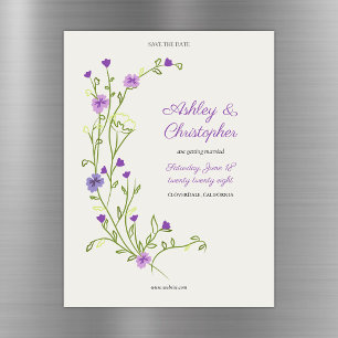 Minimalistisk Lila Wildblomma Spara datum magneter