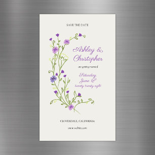 Minimalistisk Lila Wildblomma Spara datum magneter