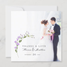 Minimalistisk lilac blommigt Bröllop Tack Kort