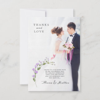 Minimalistisk lilac blommigt Bröllop Tack Kort