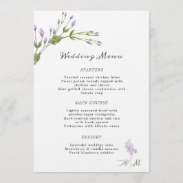 Minimalistisk Lilac Blommigt Menu Bröllop Meny