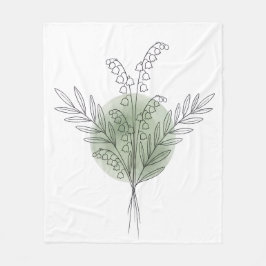 Minimalistisk Liljekonvalj-linjär konst Sage-blomm Fleecefilt