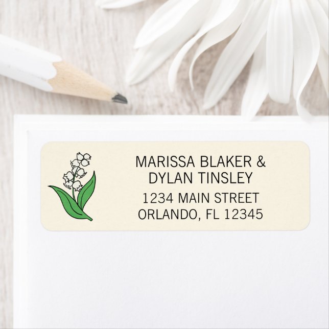 Minimalistisk Lily i Valley Bröllop Adress Returadress Etikett (Insitu)