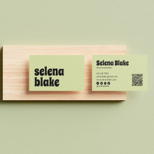 Minimalistisk Lime-färg Modern QR-kod Visitkort