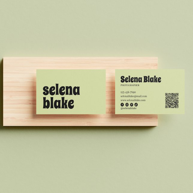 Minimalistisk Lime färg | Modern QR-kod Visitkort (Skapare uppladdad)