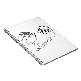 Minimalistisk Line Art för Gamer Katt - Styrkontro Anteckningsbok