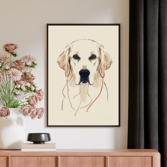 Minimalistisk Line Art för Golden Retriever  Canvastryck (Skapare uppladdad)