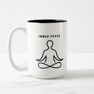 Minimalistisk Line Art för Inre Frid Yoga - Zen Me Två-Tonad Mugg