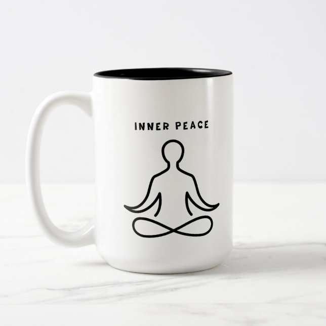 Minimalistisk Line Art för Inre Frid Yoga - Zen Me Två-Tonad Mugg (Vänster)