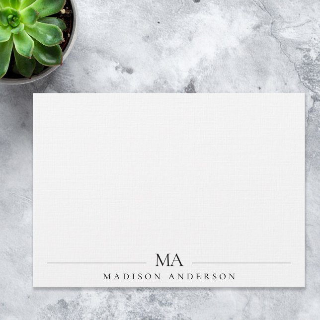 Minimalistisk Linen Monogram Modern Professionell Anteckningskort (Skapare uppladdad)