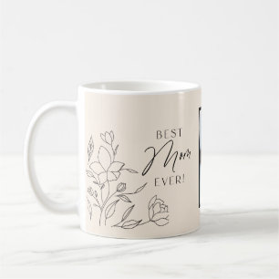 Minimalistisk linje blomster manus kaffemugg