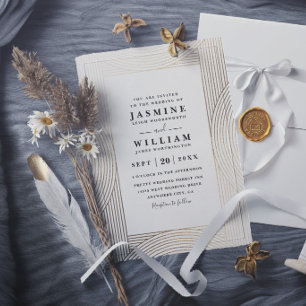 Minimalistisk linje guld elegant modern chic bröll inbjudningar