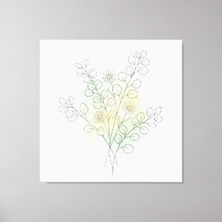 Minimalistisk Linje Konst Blomma Abstrakt Akvarell Canvastryck