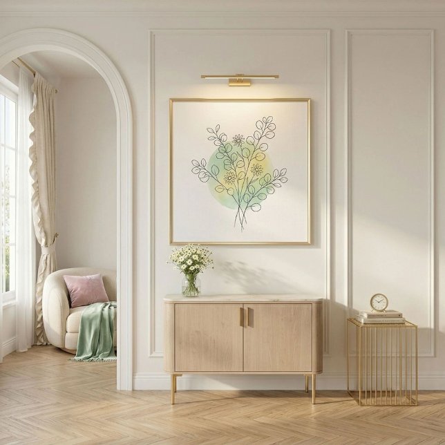 Minimalistisk Linje Konst Blomma Abstrakt Akvarell Canvastryck (Skapare uppladdad)