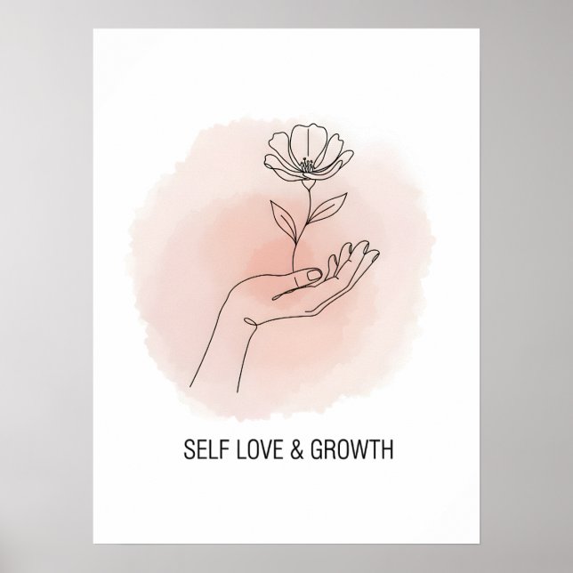 Minimalistisk Linje Konst Blomma Affisch (Framsidan)
