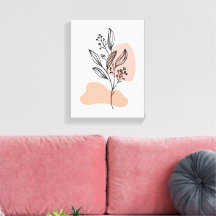 Minimalistisk Linje Konst Blommig Canvas – Mjuk Pa