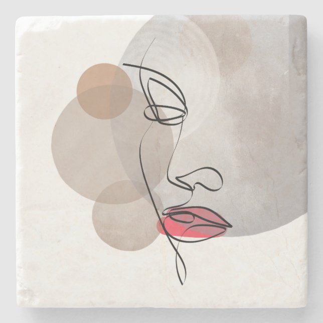 Minimalistisk Linje Konst Mjuk Glam Modern Feminim Stenunderlägg (Framsidan)