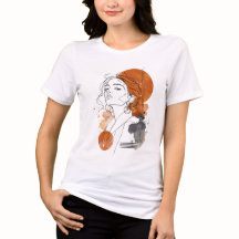 Minimalistisk Linje Konst Porträtt T-Shirt | Moder