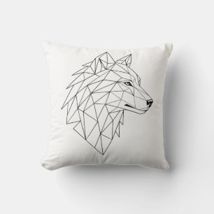 Minimalistisk Linje Konst Varg Ansikte Grafisk T-S Kudde