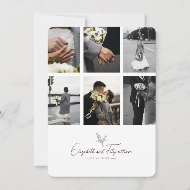 Minimalistisk linje Romantic Lavender Hand i Hand Tack Kort (Framsida)