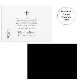 Minimalistisk linje Teckning Flower Orthodox Funer Tack Kort