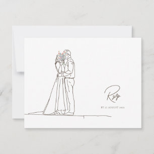 Minimalistisk linjeartikel Romantic lite Blommigt OSA Kort