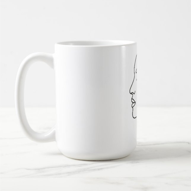Minimalistisk linjekonst Ansikte Kaffemugg (Vänster)