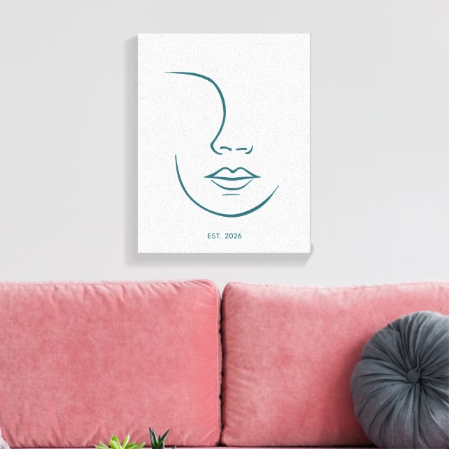 Minimalistisk Linjekonst Ansikte Personlig Anpassa Canvastryck (Insitu (Vardagsrum))