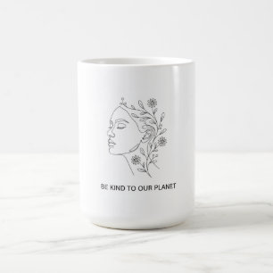 Minimalistisk Linjekonst Ansikte Var Snäll Ekologi Kaffemugg