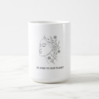 Minimalistisk Linjekonst Ansikte Var Snäll Ekologi Kaffemugg