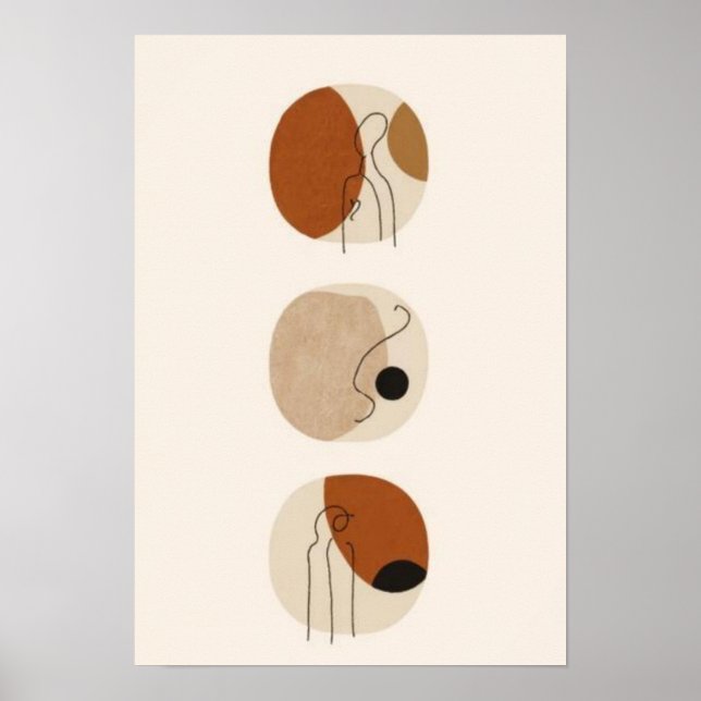 Minimalistisk Linjekonst Ansikten | Abstrakt Boho  Poster (Framsidan)