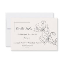 Minimalistisk linjekonst Blommig bröllops-RSVP-sva