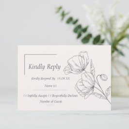 Minimalistisk linjekonst Blommig bröllops-RSVP-sva OSA Kort